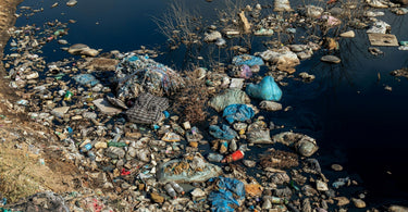 Plastic waste in the ocean causing water pollution.