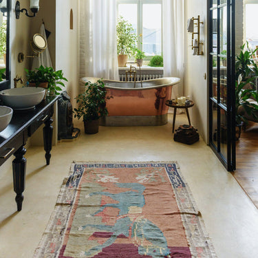 Interior design of cozy spacious bathroom